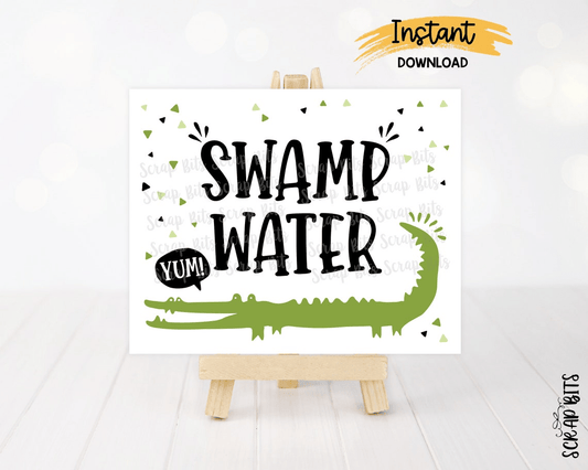 Swamp Water Alligator Party Sign . Printable Instant Download - Scrap Bits