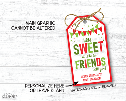 Sweet Friends Printable Christmas Gift Tags . Instant Download Editable Template - Scrap Bits