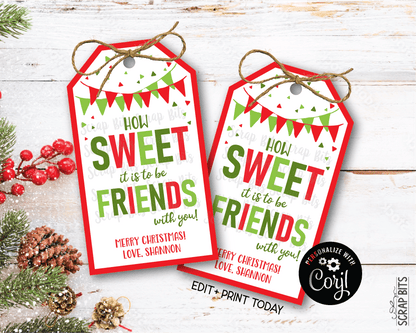 Sweet Friends Printable Christmas Gift Tags . Instant Download Editable Template - Scrap Bits