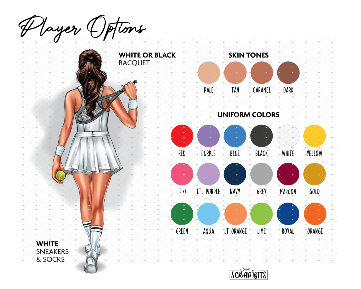 Tennis (Female) Graduation Portrait Print, Custom Gift for Senior, Digital Download - Scrap Bits