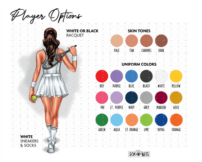 Tennis (Female) Graduation Portrait Print, Custom Gift for Senior, Digital Download - Scrap Bits