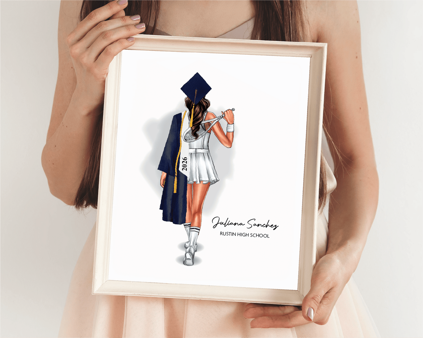 Tennis (Female) Graduation Portrait Print, Custom Gift for Senior, Digital Download - Scrap Bits