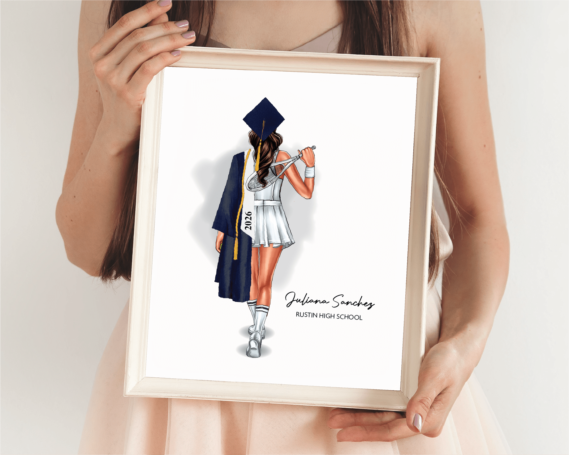 Tennis (Female) Graduation Portrait Print, Custom Gift for Senior, Digital Download - Scrap Bits
