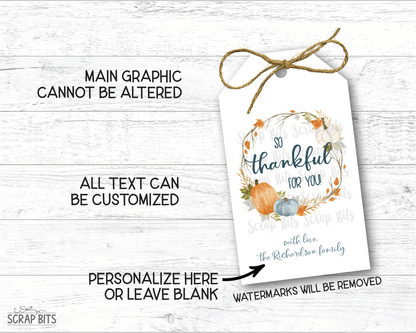 Thankful Pumpkin Wreath. Thanksgiving Gift Tags - Scrap Bits