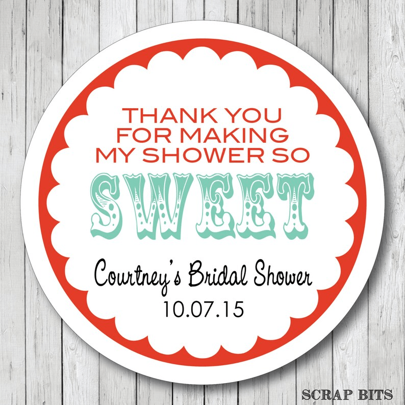 Thanks for Making My Shower So Sweet, Scallop Carnival, Baby Shower Favor Stickers or Tags - Scrap Bits