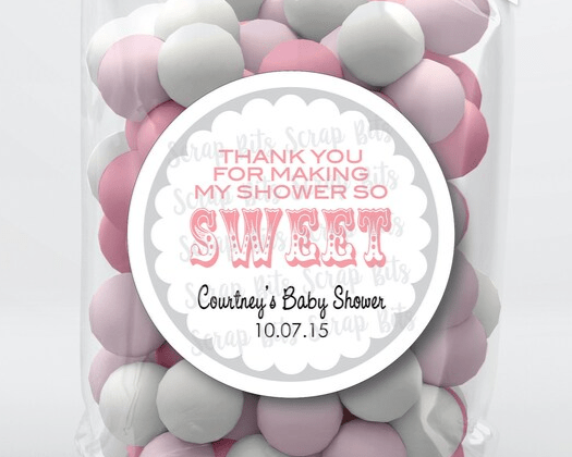 Thanks for Making My Shower So Sweet, Scallop Carnival, Baby Shower Favor Stickers or Tags - Scrap Bits
