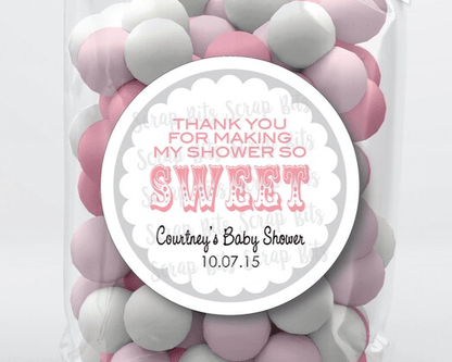Thanks for Making My Shower So Sweet, Scallop Carnival, Baby Shower Favor Stickers or Tags - Scrap Bits
