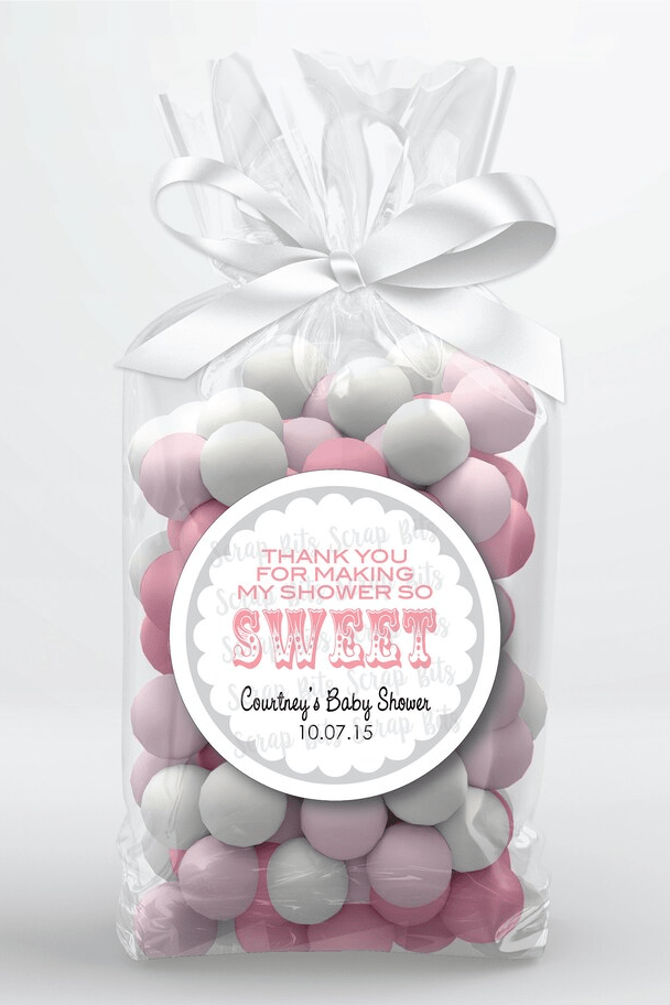 Thanks for Making My Shower So Sweet, Scallop Carnival, Baby Shower Favor Stickers or Tags - Scrap Bits