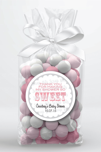 Thanks for Making My Shower So Sweet, Scallop Carnival, Baby Shower Favor Stickers or Tags - Scrap Bits