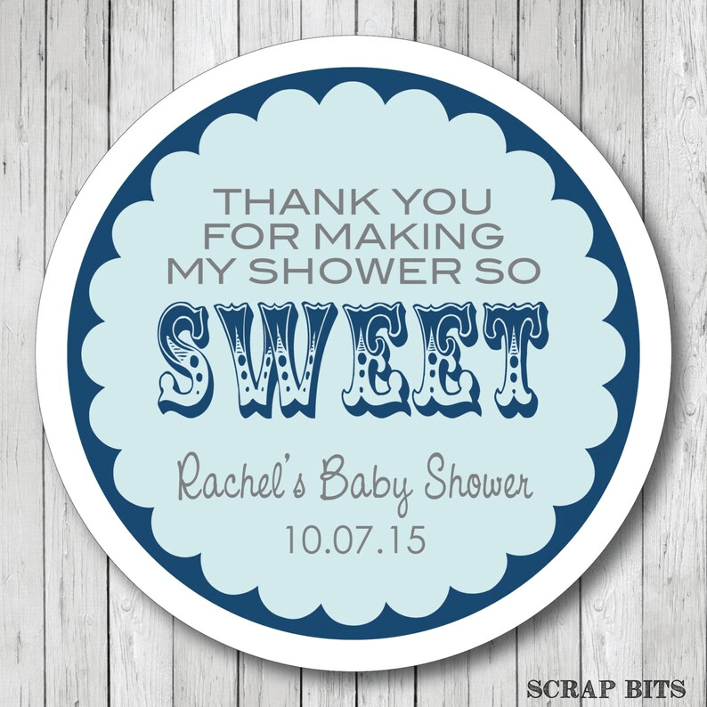 Thanks for Making My Shower So Sweet, Scallop Carnival, Baby Shower Favor Stickers or Tags - Scrap Bits