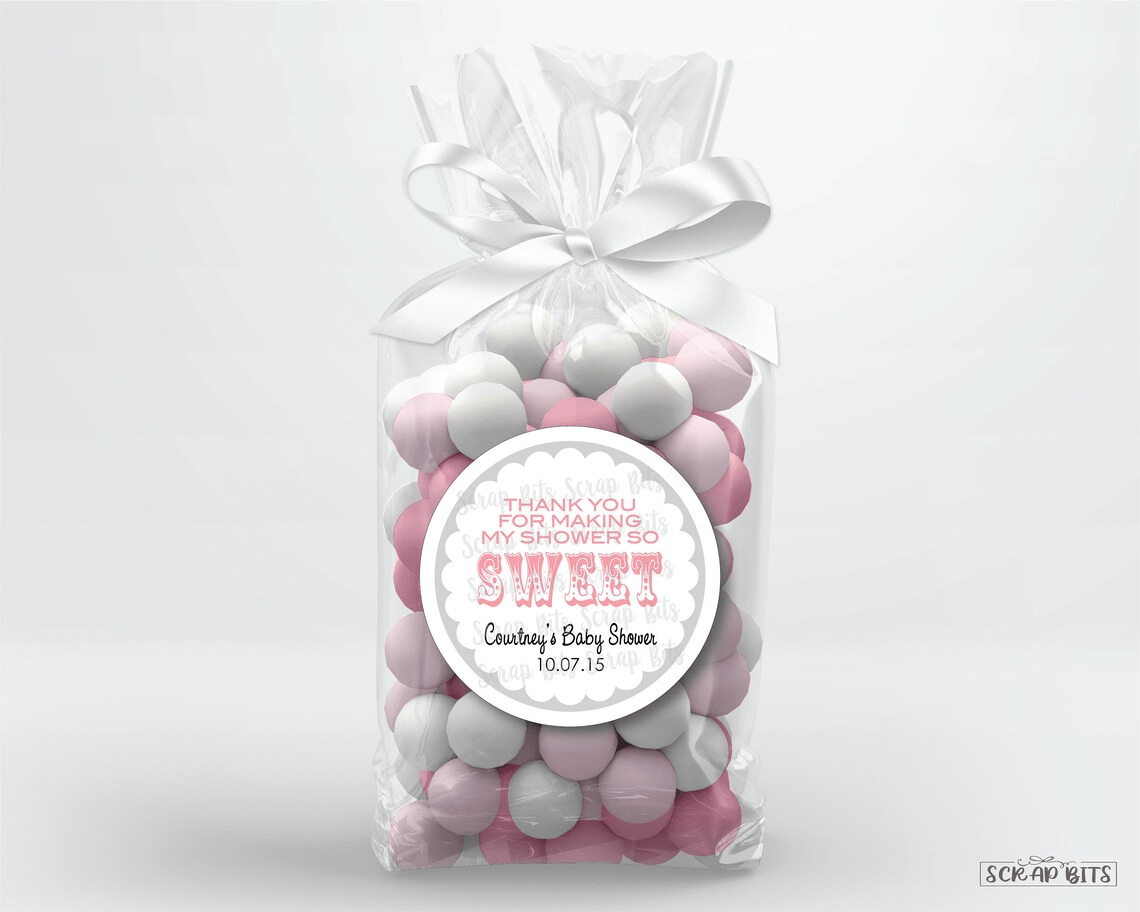 Thanks for Making My Shower So Sweet, Scallop Carnival, Baby Shower Favor Stickers or Tags - Scrap Bits