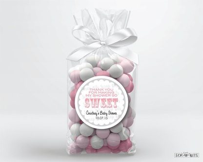 Thanks for Making My Shower So Sweet, Scallop Carnival, Baby Shower Favor Stickers or Tags - Scrap Bits