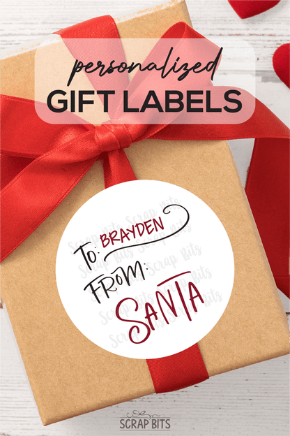 To Child From Santa Christmas Gift Labels, Doodle Swirl - Scrap Bits