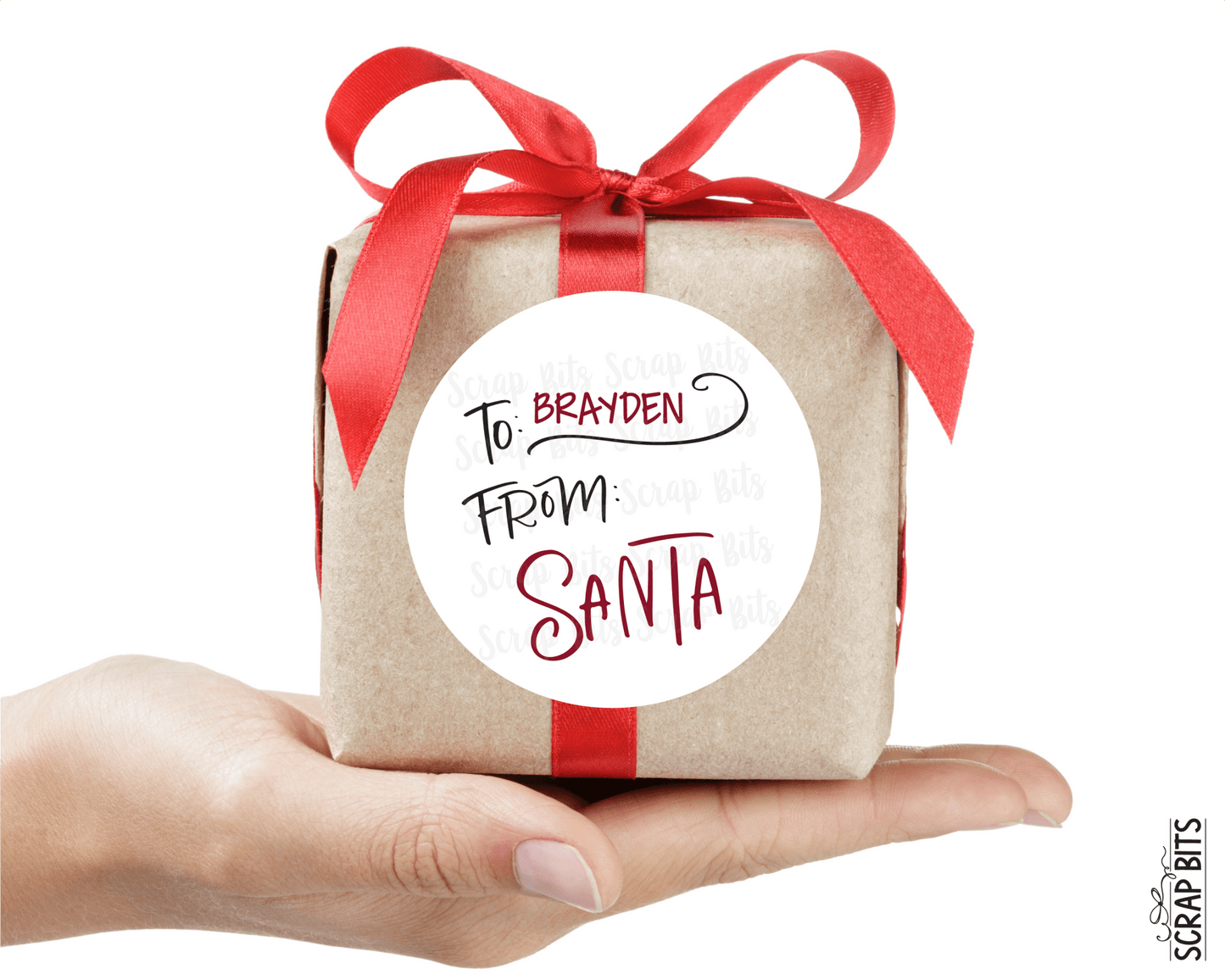 To Child From Santa Christmas Gift Labels, Doodle Swirl - Scrap Bits