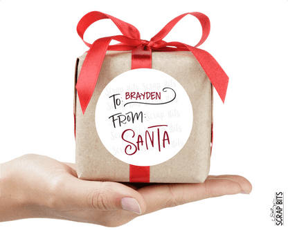 To Child From Santa Christmas Gift Labels, Doodle Swirl - Scrap Bits
