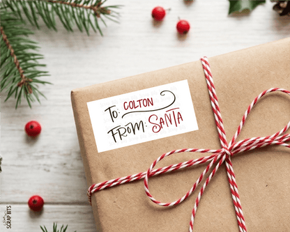 To Child From Santa Christmas Gift Labels, Doodle Swirl, Personalized Gift Stickers - Scrap Bits