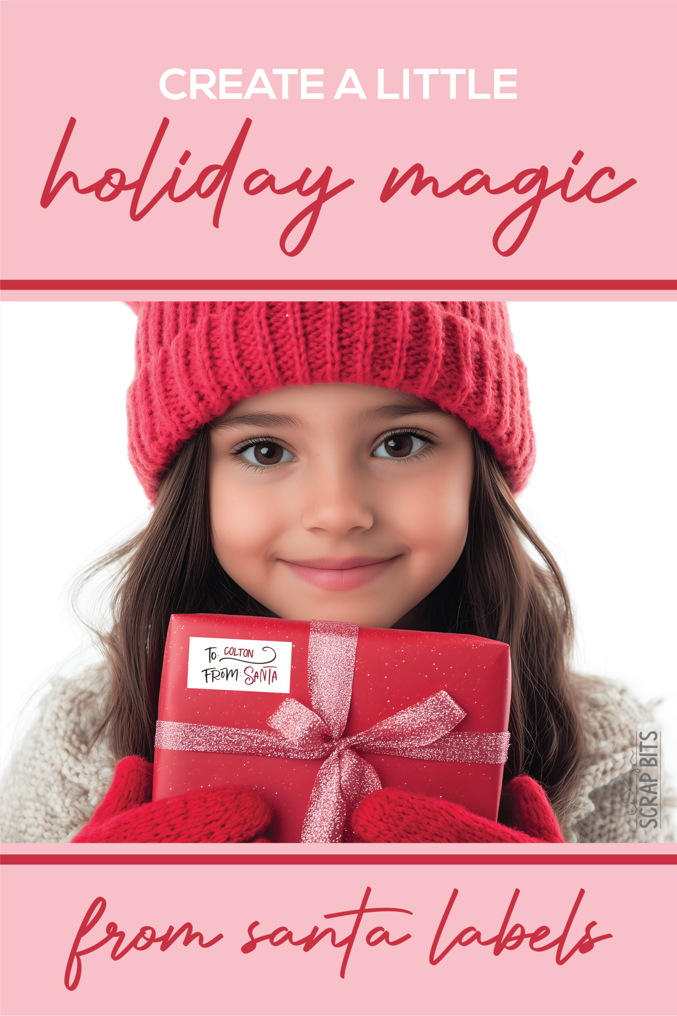 To Child From Santa Christmas Gift Labels, Doodle Swirl, Personalized Gift Stickers - Scrap Bits