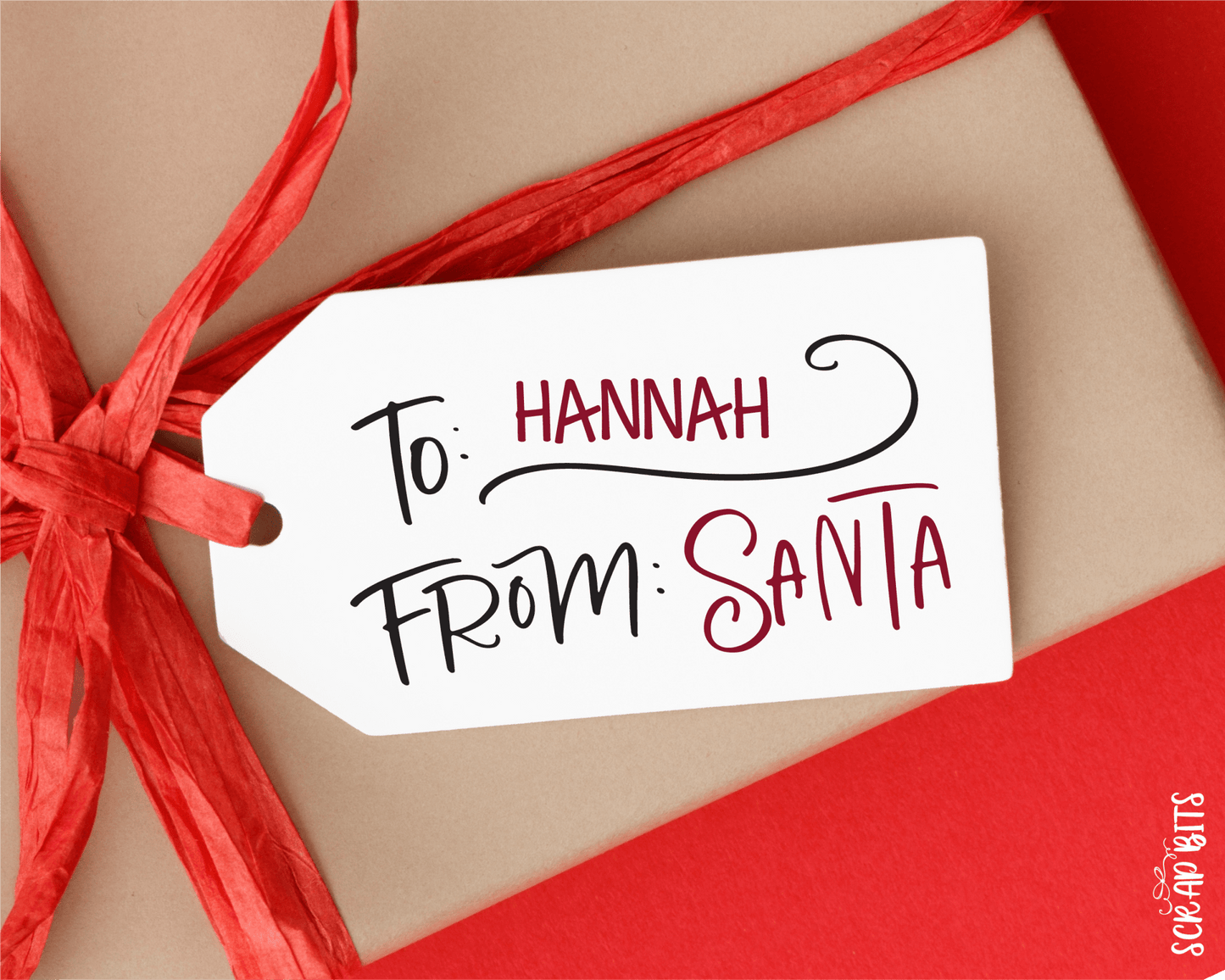 To Child From Santa Christmas Gift Tags, Doodle Lettering - Scrap Bits