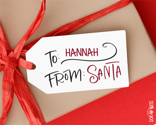 To Child From Santa Christmas Gift Tags, Doodle Lettering - Scrap Bits
