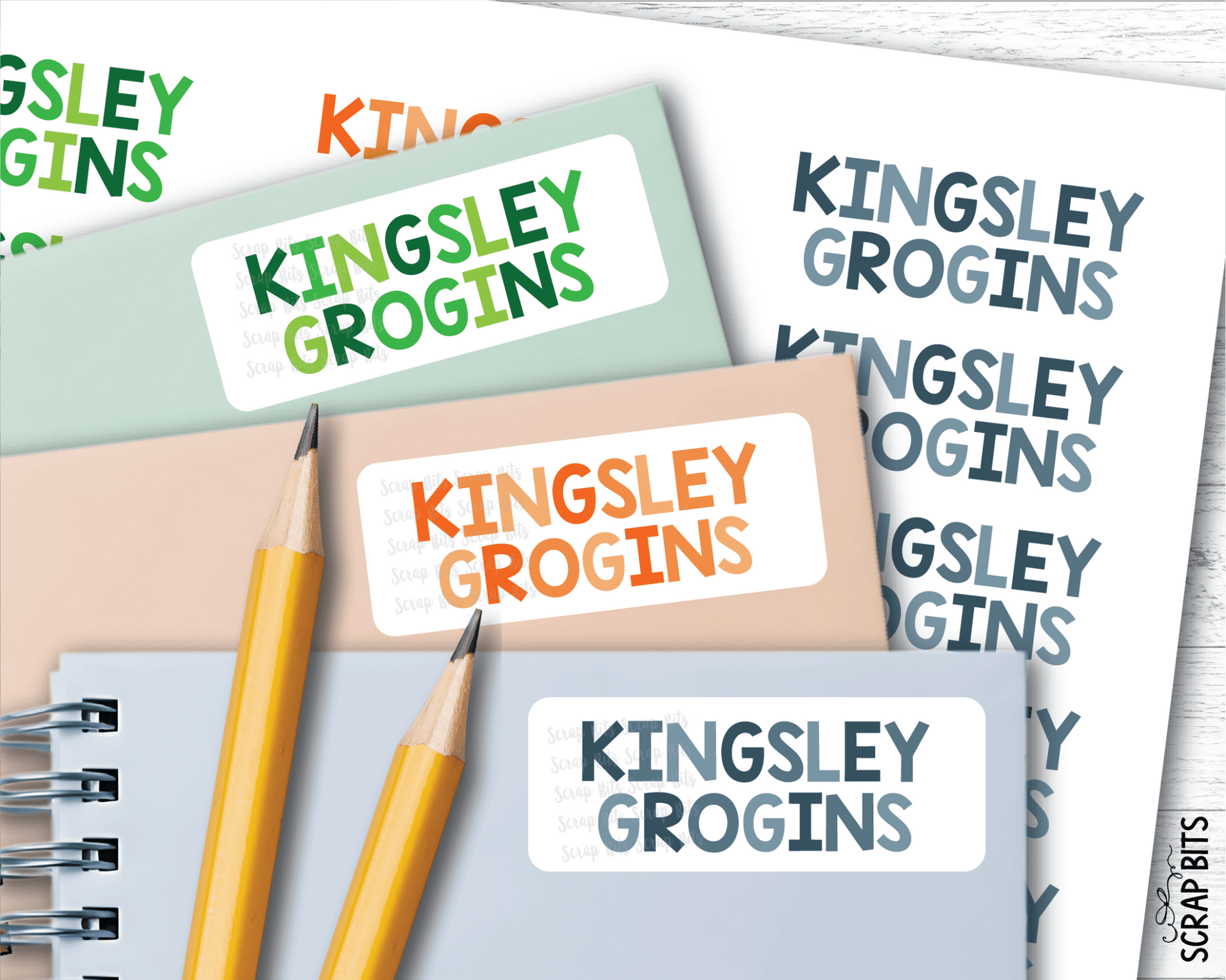Tri - Color Boy Name Labels . Personalized Belonging Labels - Scrap Bits