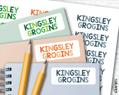 Tri - Color Boy Name Labels . Personalized Belonging Labels - Scrap Bits