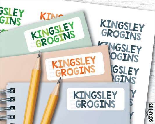 Tri - Color Boy Name Labels . Personalized Belonging Labels - Scrap Bits
