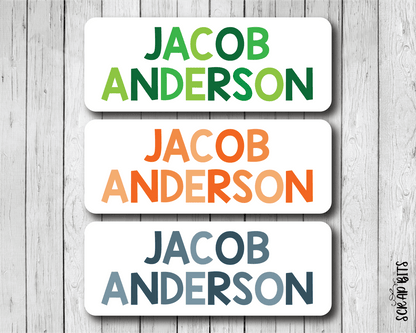 Tri - Color Boy Name Labels . Personalized Belonging Labels - Scrap Bits