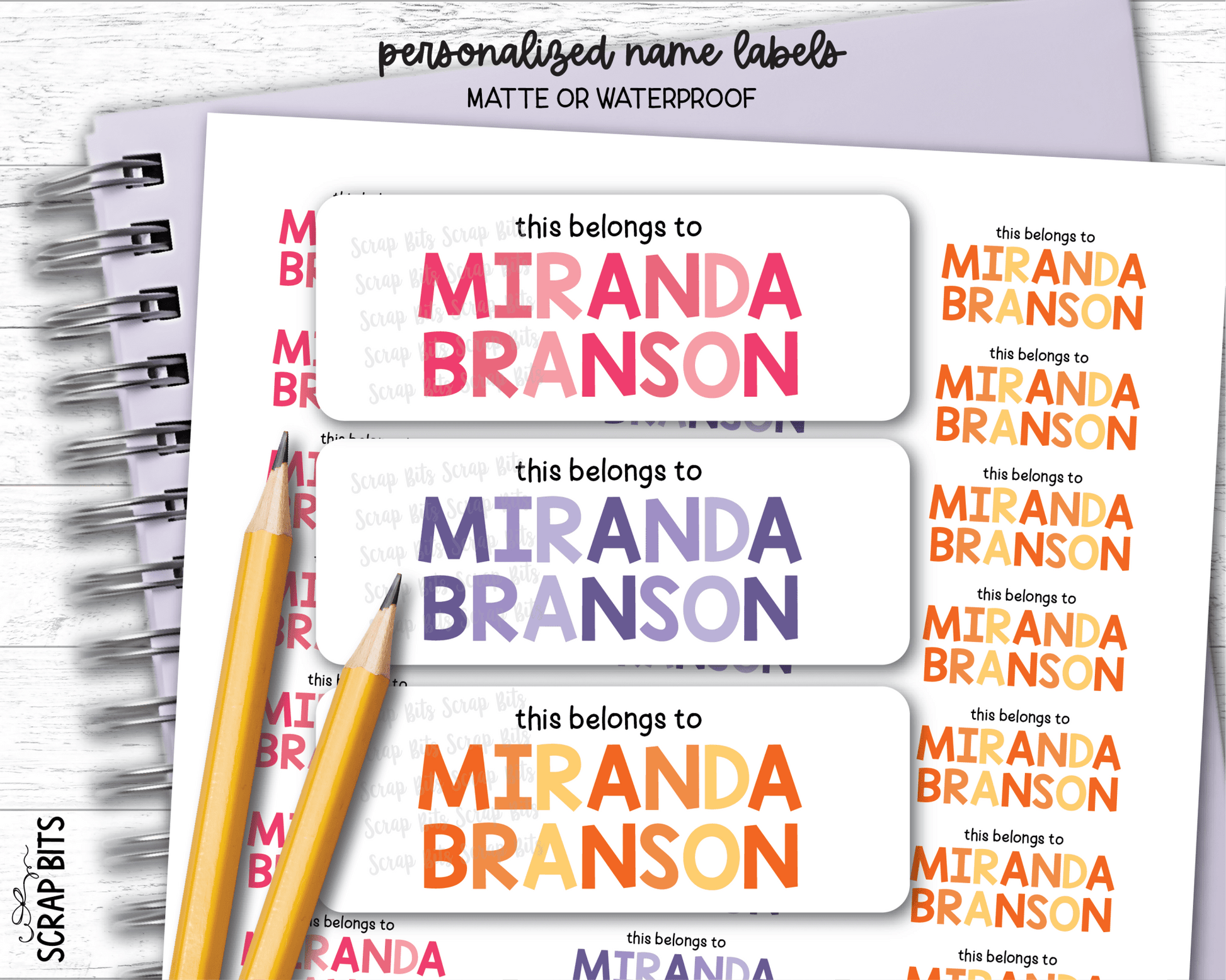 Tri-Color Girl Name Labels, This Belongs To Personalized Belonging Labels - Scrap Bits