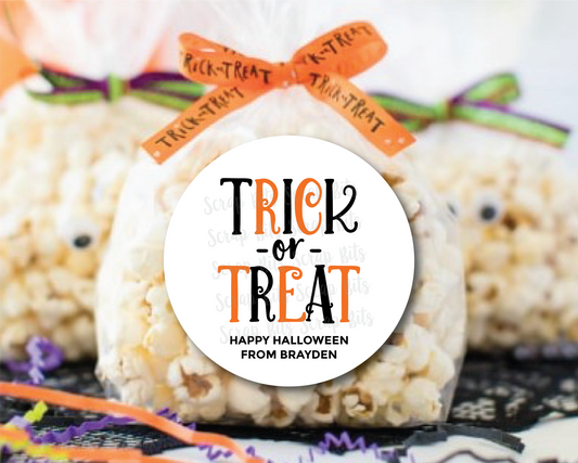 Trick or Treat Halloween Gift Stickers or Tags, Treat Bag Labels - Scrap Bits