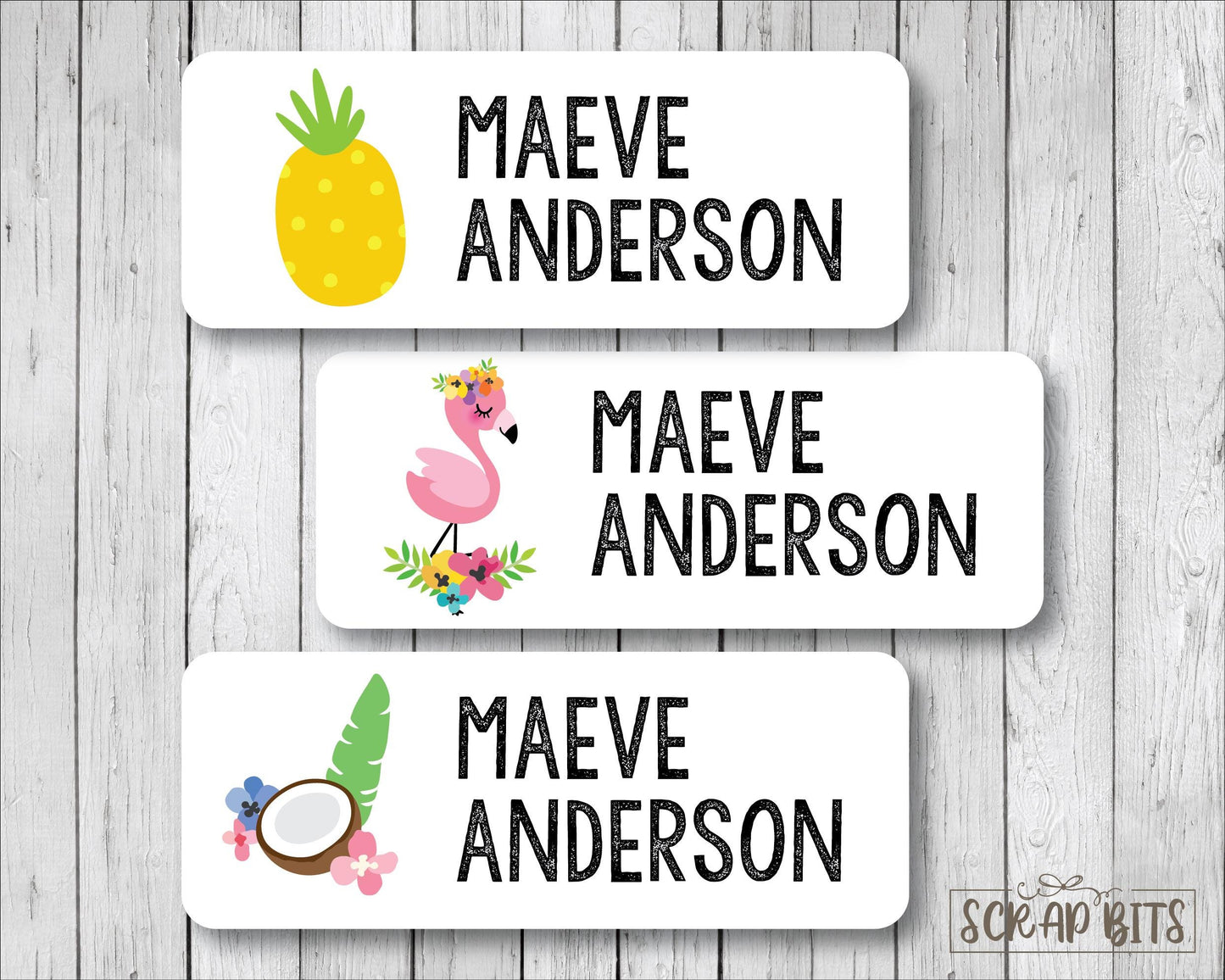 Tropical Flamingo Nsmr Labels . Personalized Belonging Labels - Scrap Bits