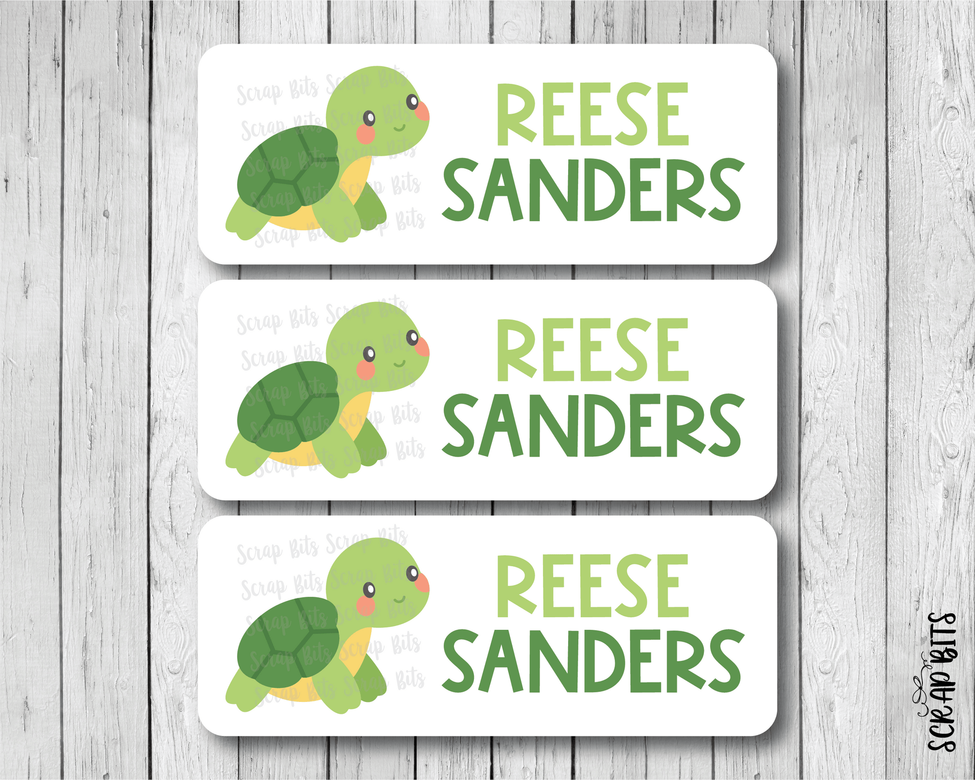 Turtle Name Labels . Personalized Belonging Labels - Scrap Bits