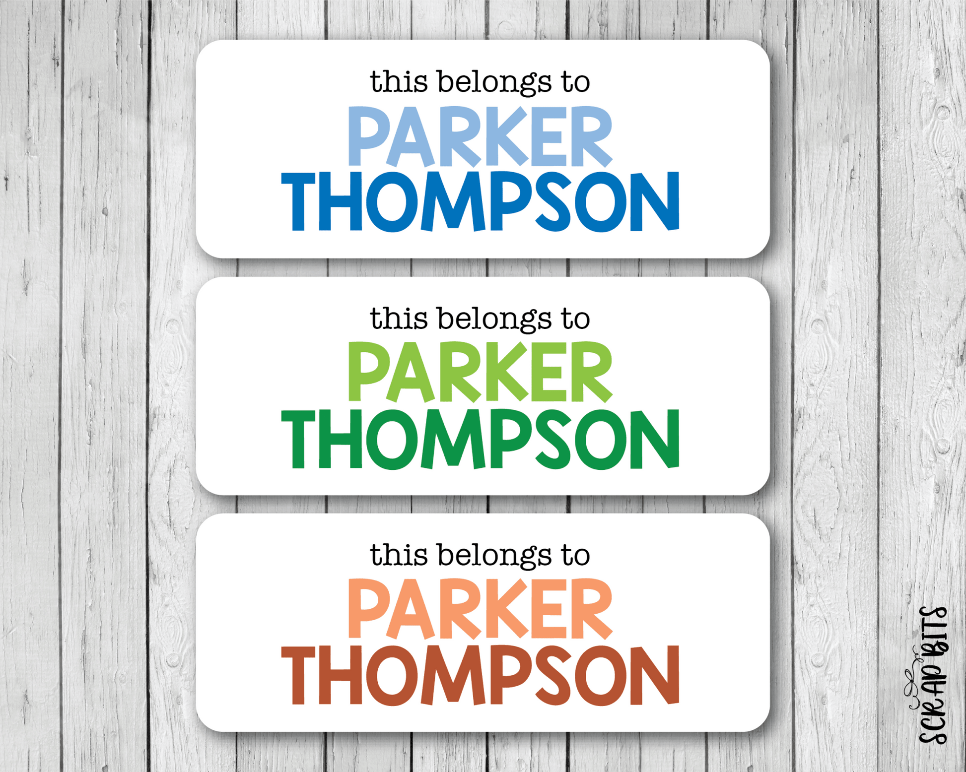 Two - Tone This Belongs To Boy Name Labels . Personalized Name Labels - Scrap Bits