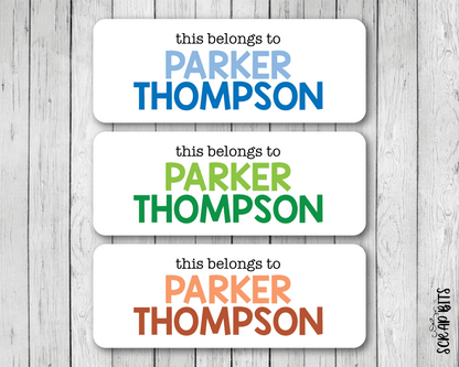 Two - Tone This Belongs To Boy Name Labels . Personalized Name Labels - Scrap Bits
