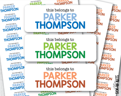 Two - Tone This Belongs To Boy Name Labels . Personalized Name Labels - Scrap Bits