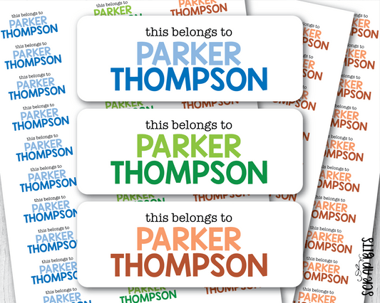Two - Tone This Belongs To Boy Name Labels . Personalized Name Labels - Scrap Bits