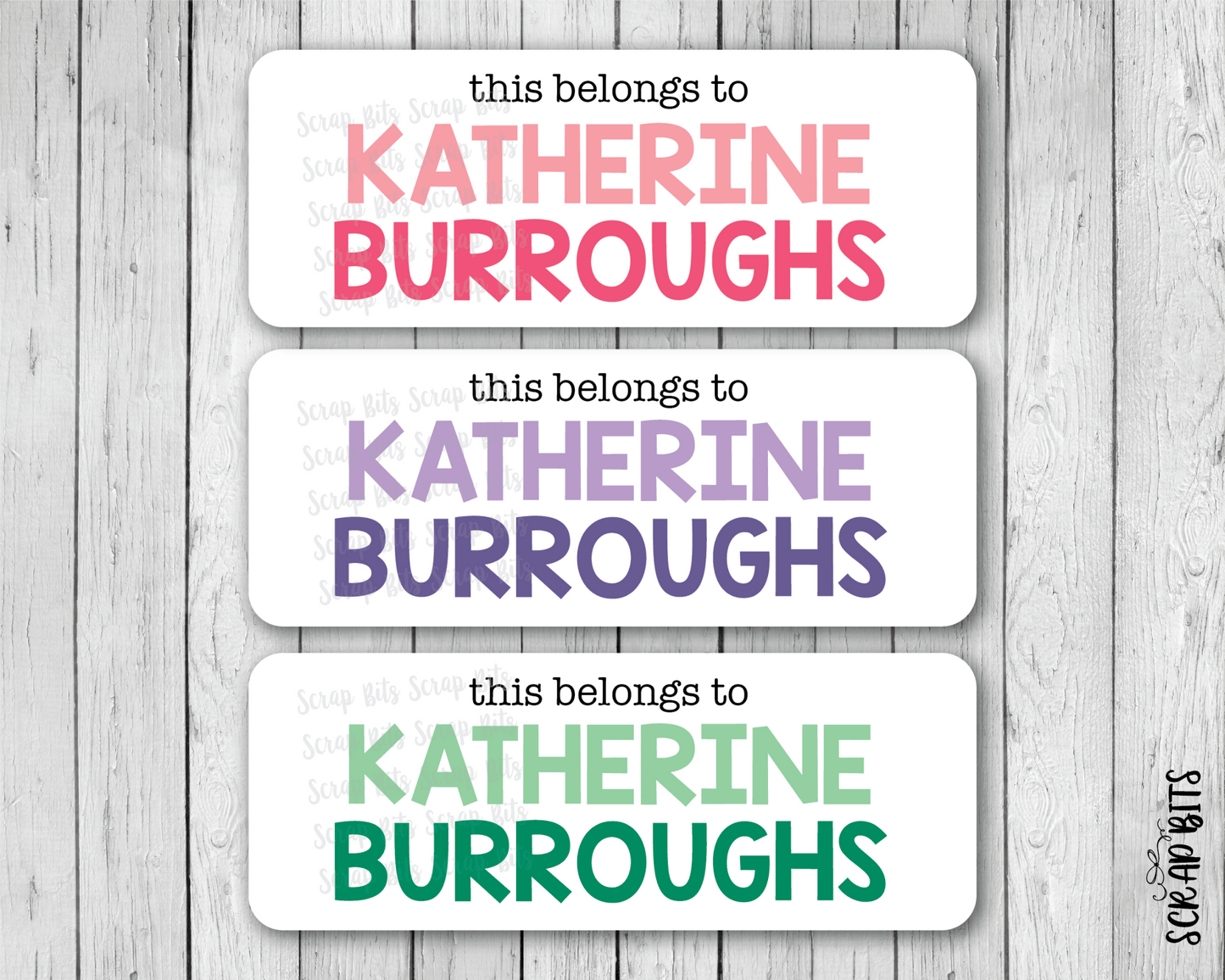 Two Tone This Belongs To Girl Name Labels . Personalized Name Labels - Scrap Bits