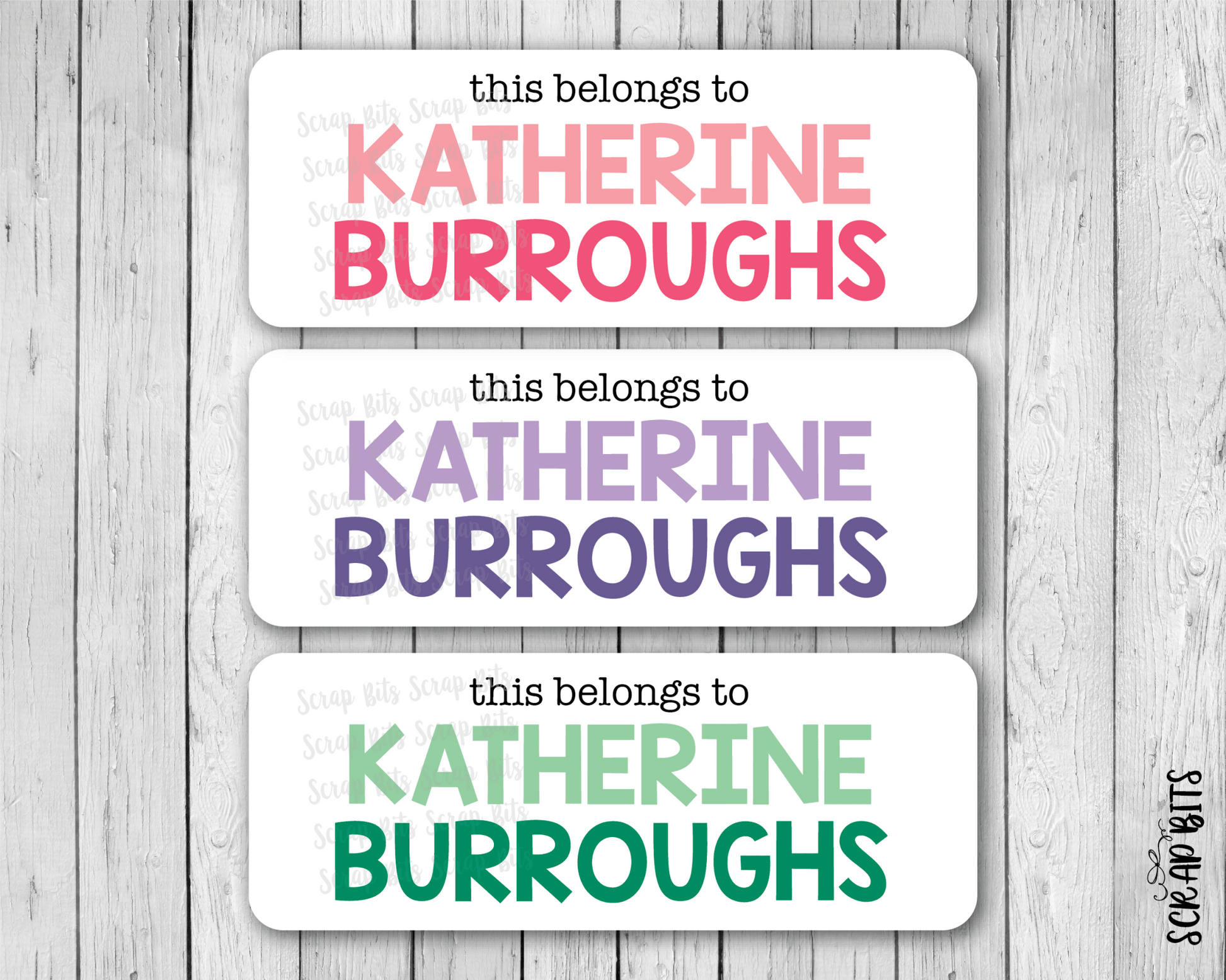 Two Tone This Belongs To Girl Name Labels . Personalized Name Labels - Scrap Bits