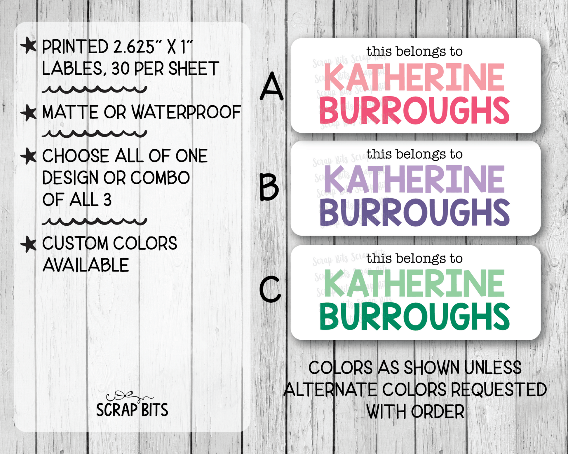 Two Tone This Belongs To Girl Name Labels . Personalized Name Labels - Scrap Bits