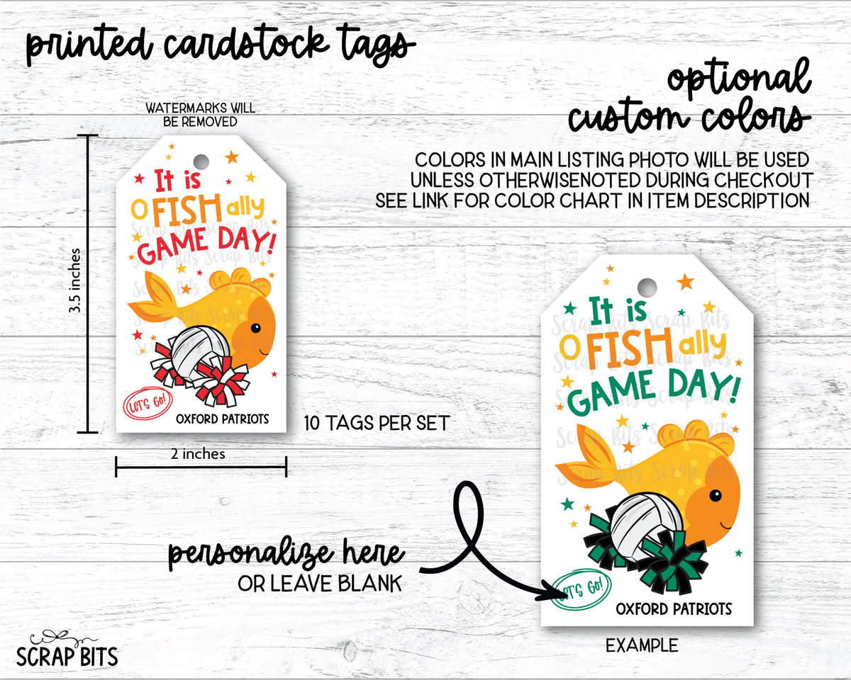 Volleyball Goldfish Game Day Gift Tags, Good Luck Treat Bag Labels - Scrap Bits