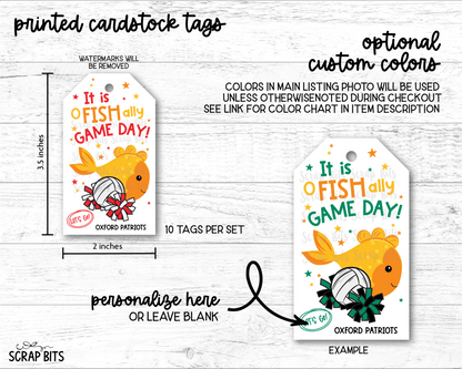 Volleyball Goldfish Game Day Gift Tags, Good Luck Treat Bag Labels - Scrap Bits