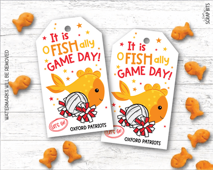 Volleyball Goldfish Game Day Gift Tags, Good Luck Treat Bag Labels - Scrap Bits