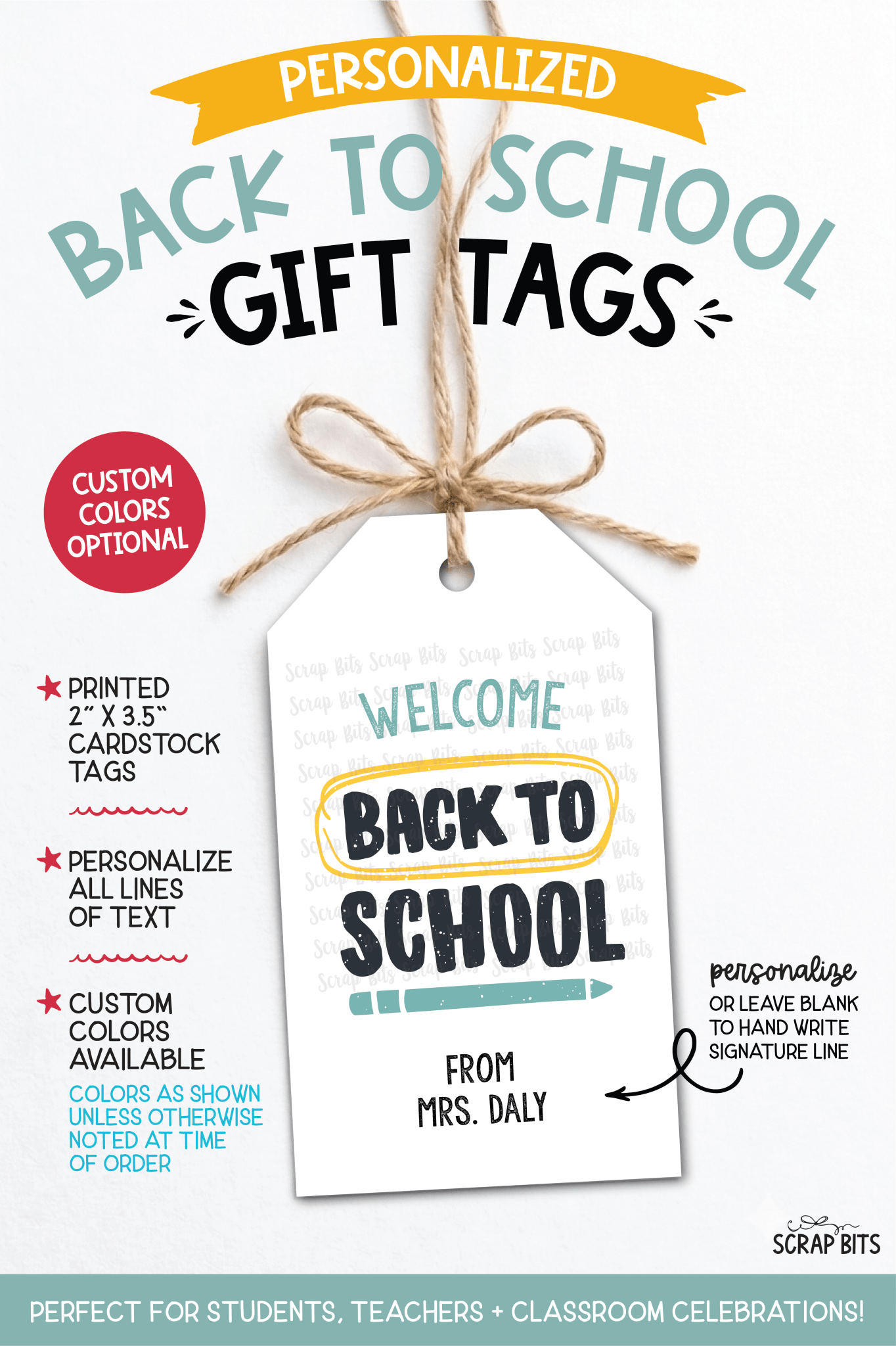 Welcome Back To School Gift Tags, Block Lettering - Scrap Bits