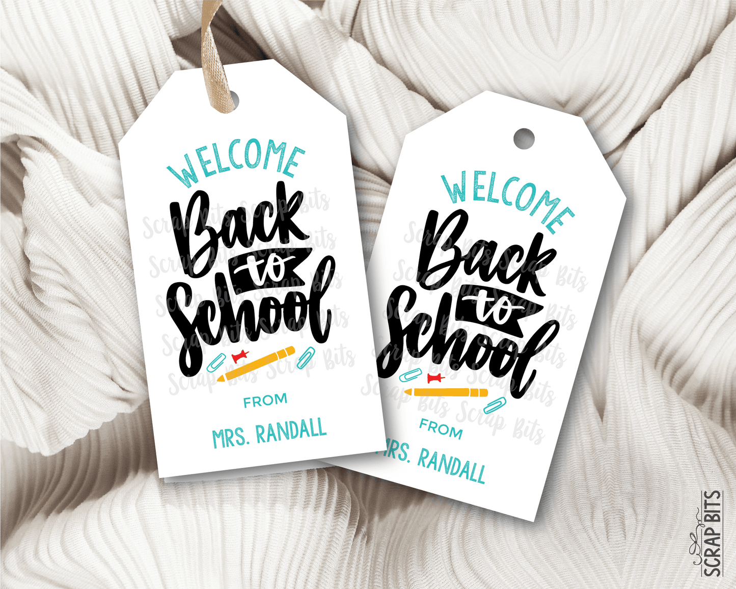 Welcome Back To School Gift Tags, Cursive Lettering - Scrap Bits