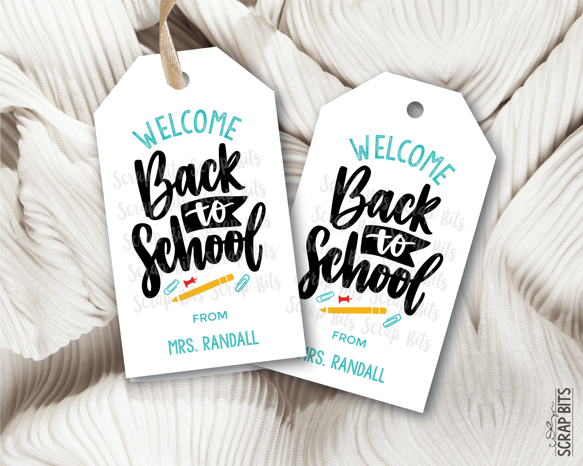 Welcome Back To School Gift Tags, Cursive Lettering - Scrap Bits
