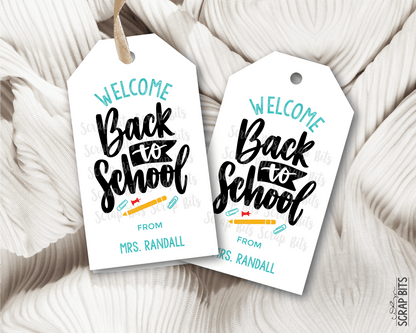 Welcome Back To School Gift Tags, Cursive Lettering - Scrap Bits
