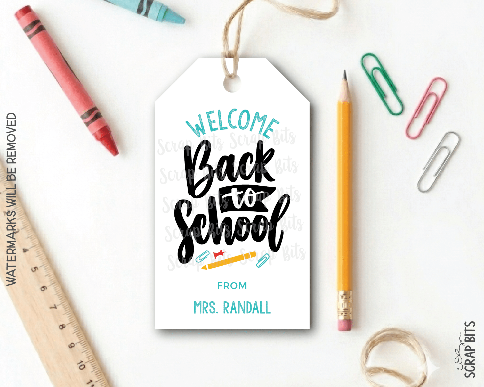 Welcome Back To School Gift Tags, Cursive Lettering - Scrap Bits