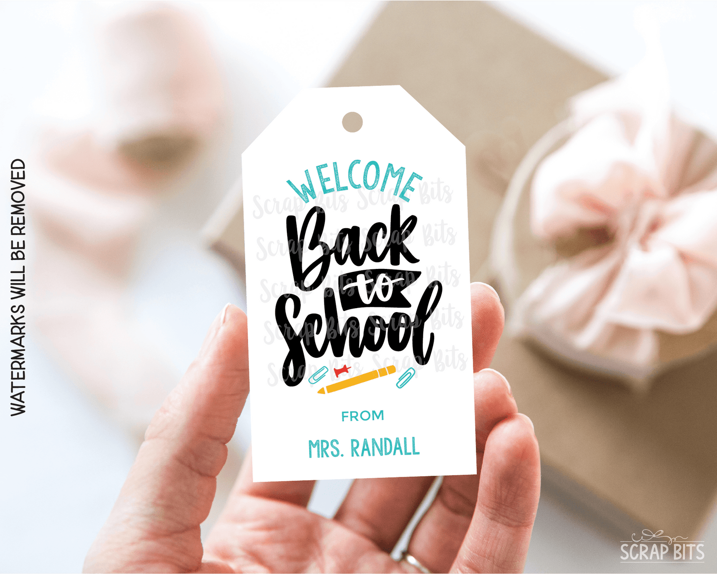 Welcome Back To School Gift Tags, Cursive Lettering - Scrap Bits