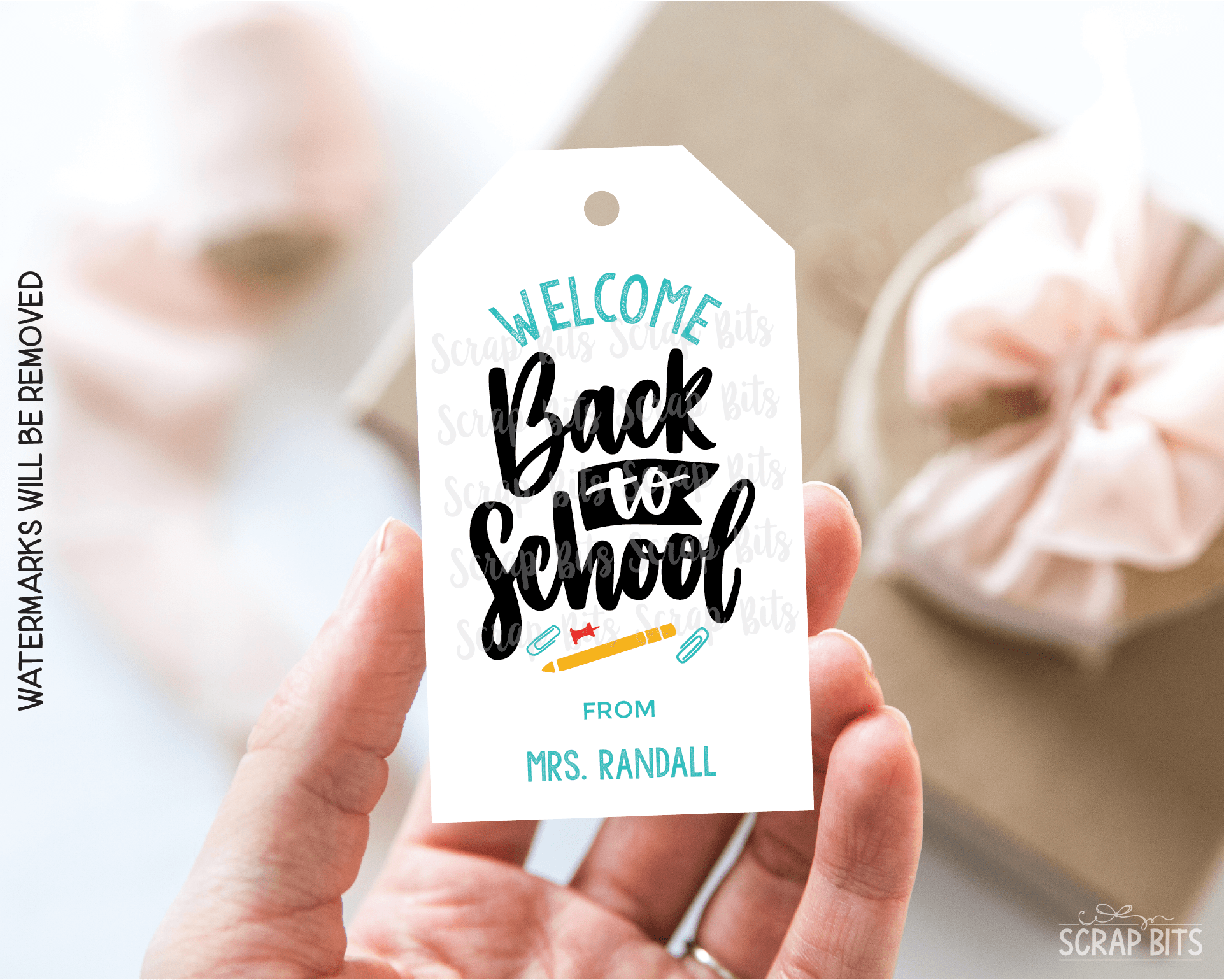 Welcome Back To School Gift Tags, Cursive Lettering - Scrap Bits