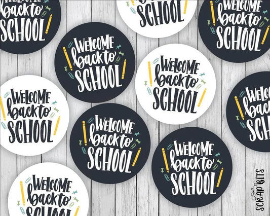 Welcome Back To School Sticker Set, Black & White - Scrap Bits