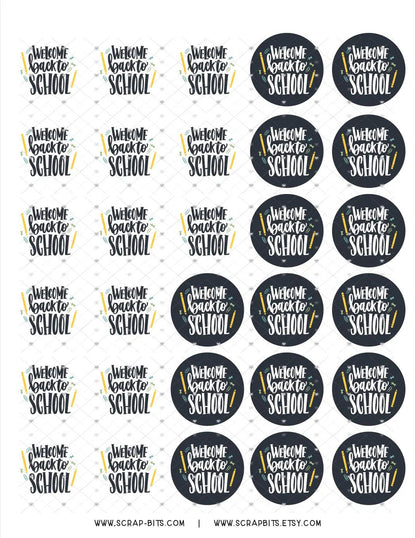 Welcome Back To School Sticker Set, Black & White - Scrap Bits